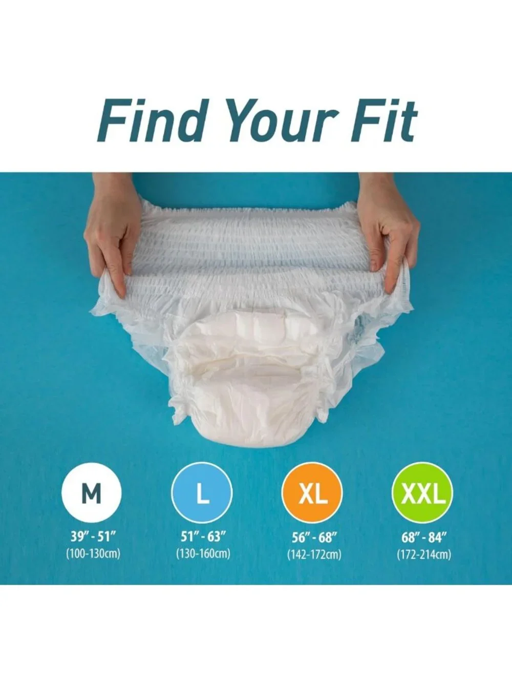 Absorbent Disposable Adult Underwear, Large (51-63 in), Unisex, 18 Count Pack